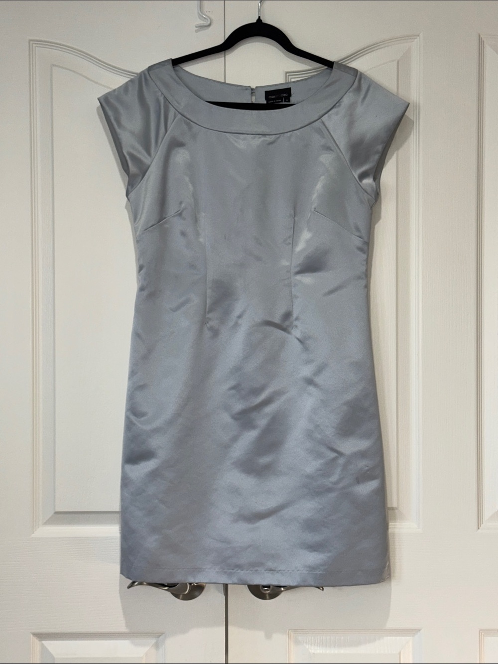 Max & Cleo Light blue silver Satin Cap Sleeve Mini Dress Jackie Kennedy inspired